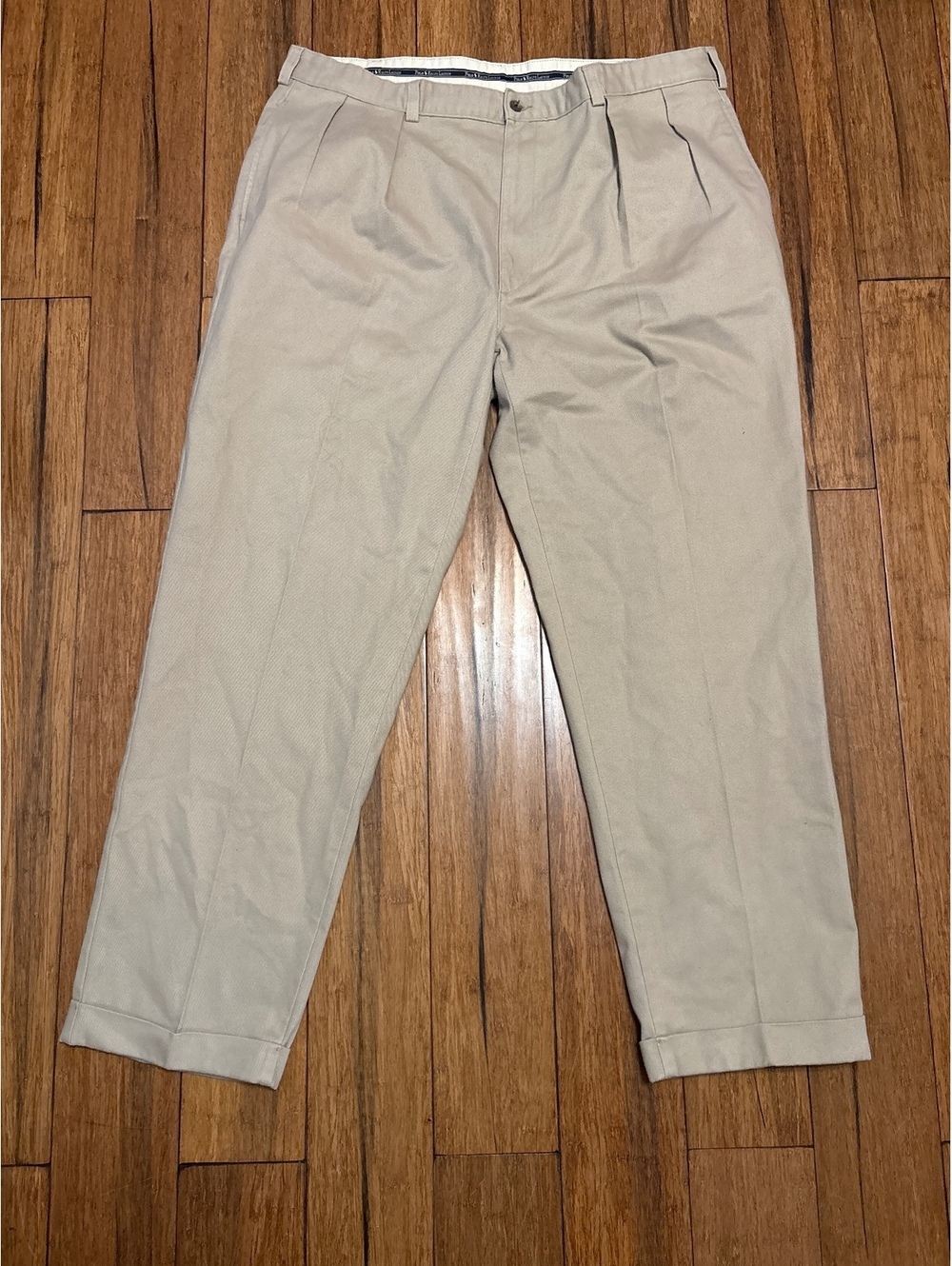 Polo Ralph Lauren Men's Khaki Cotton Pleated Dress Pants 42x32